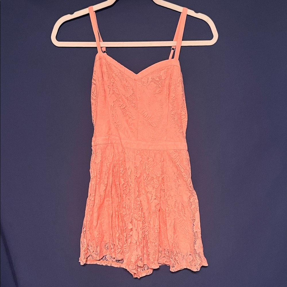 Pink lace romper